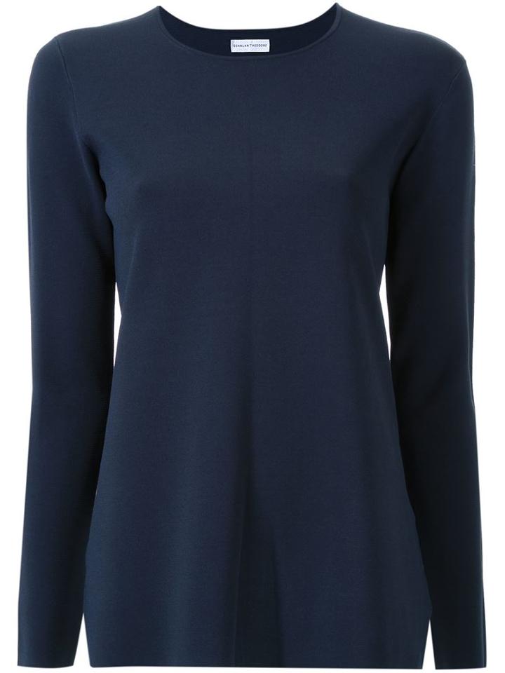 Scanlan Theodore Micro Crepe Crew Neck Sweater, Women's, Size: Xxxs, Blue, Viscose