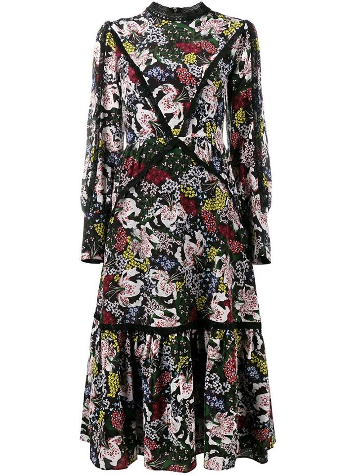 Erdem Floral Print Midi Dress, Women's, Size: 12, Pink/purple, Silk