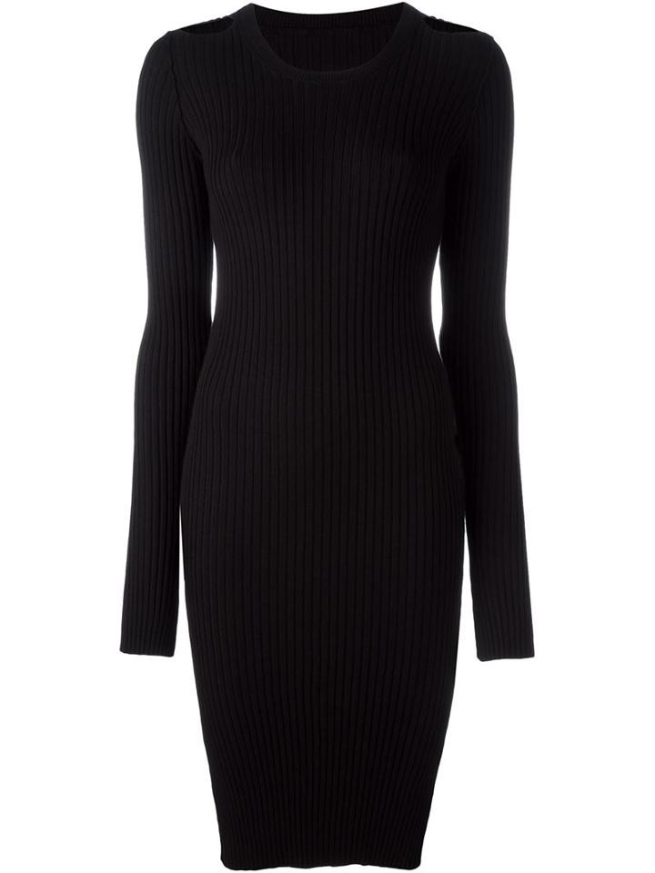 Mm6 Maison Margiela Ribbed Knit Fitted Dress