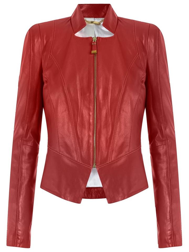 Tufi Duek Leather Jacket, Women's, Size: 36, Red, Leather/acetate