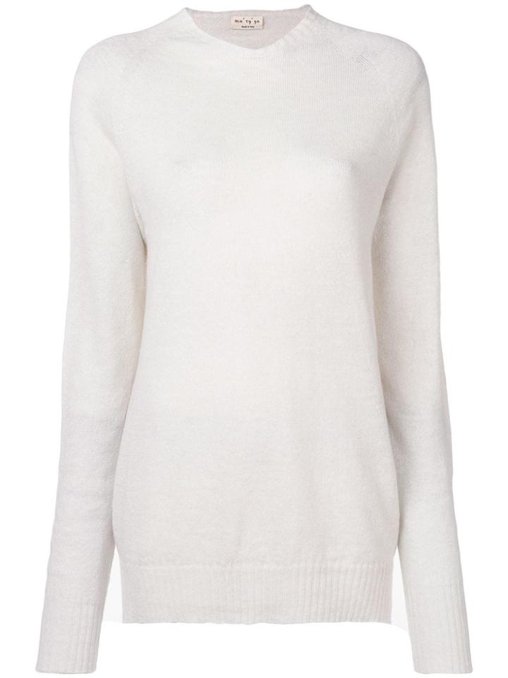 Ma'ry'ya Long-sleeve Fitted Sweater - White