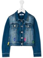 Msgm Kids Embellished Denim Jacket, Toddler Girl's, Size: 4 Yrs, Blue