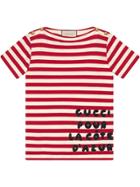 Gucci Stripe Cotton Shirt With Patch - Red