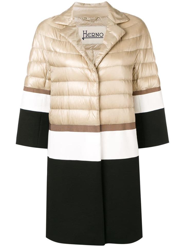 Herno Contrast Panel Padded Coat - Neutrals