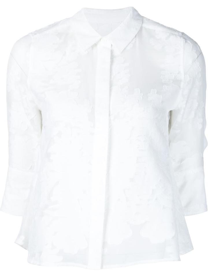 Equipment Embroidered Shirt, Women's, Size: Large, White, Silk/cotton