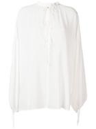 Liu Jo Collarless Tie Front Blouse - White