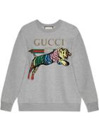 Gucci Oversize Sweatshirt With Tiger - Grey