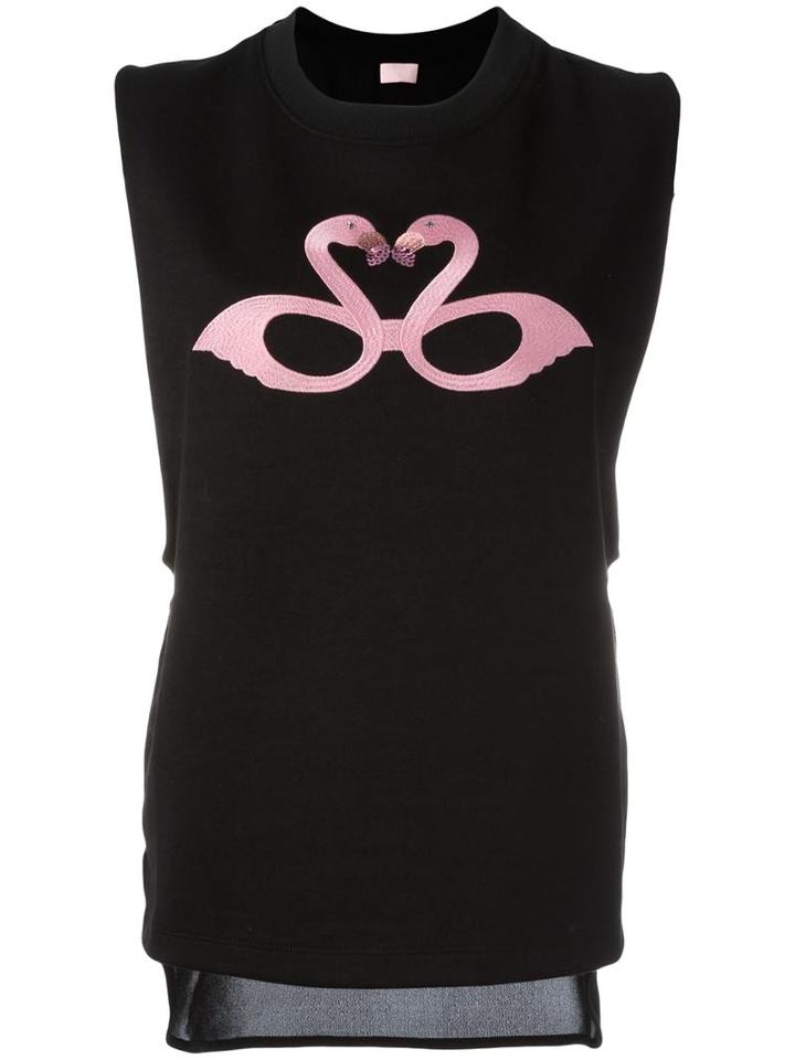 Giamba Embroidered Swan Tank, Women's, Size: 42, Black, Cotton/polyester