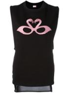 Giamba Embroidered Swan Tank, Women's, Size: 42, Black, Cotton/polyester