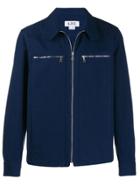 A.p.c. Shirt Jacket With Front Zip - Blue