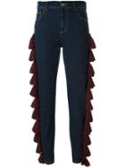 Au Jour Le Jour Tassel Trim Jeans, Women's, Size: 38, Blue, Cotton/polyester/spandex/elastane
