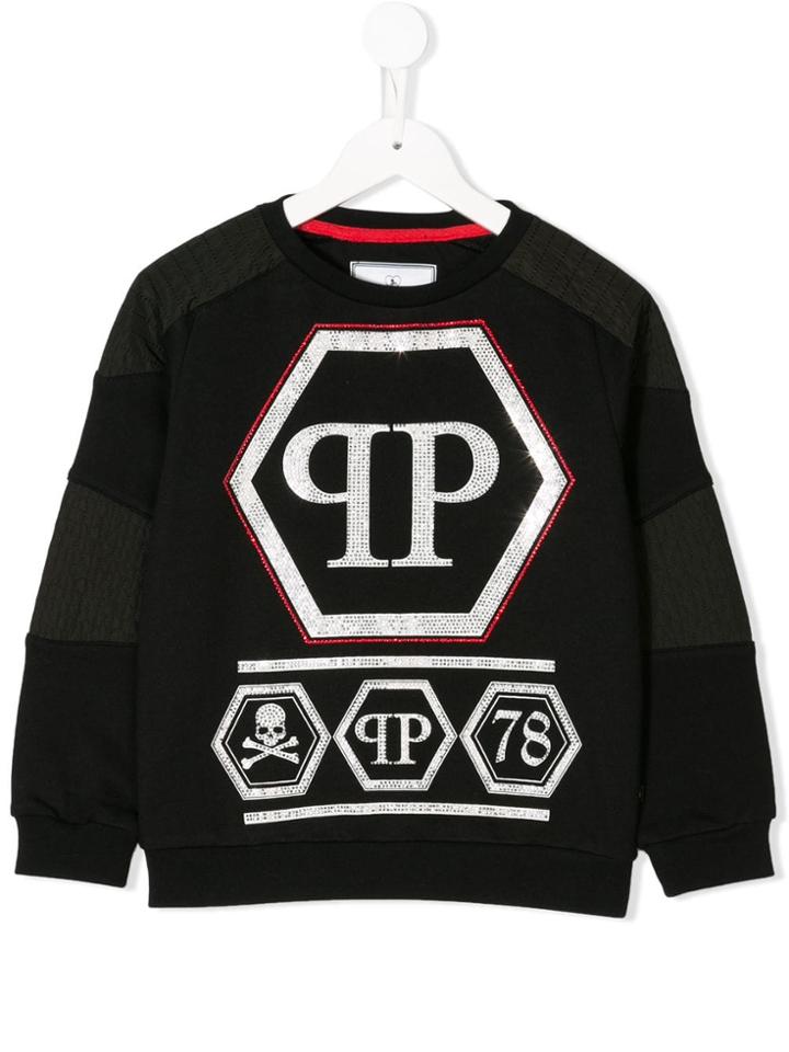 Philipp Plein Junior Gem Stud Embellished Sweatshirt - Black