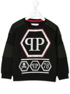 Philipp Plein Junior Gem Stud Embellished Sweatshirt - Black