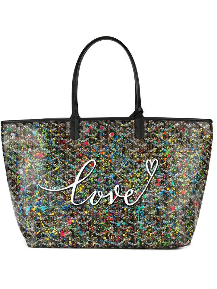 Goyard Pre-owned Love Print Shopper Tote - Black