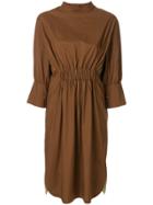 Marni Gathered Funnel Neck Dress - Brown