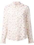 Ines De La Fressange Floral Print Ruffled Blouse, Women's, Size: 38, Pink/purple, Silk