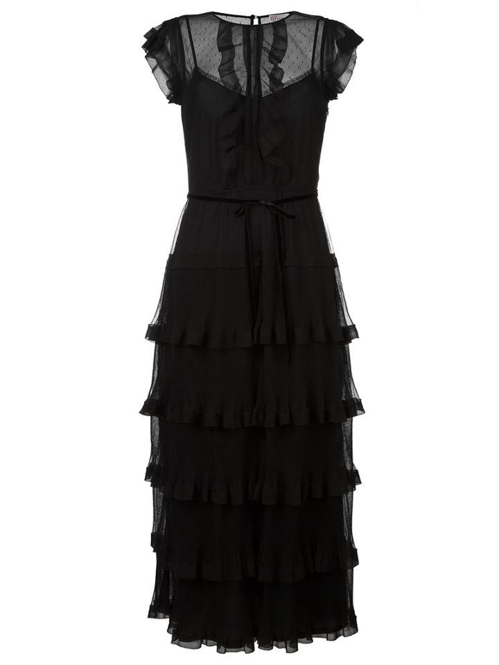 Red Valentino Frill Tulle Dress, Women's, Size: 40, Black, Polyester/polyamide