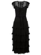 Red Valentino Frill Tulle Dress, Women's, Size: 40, Black, Polyester/polyamide