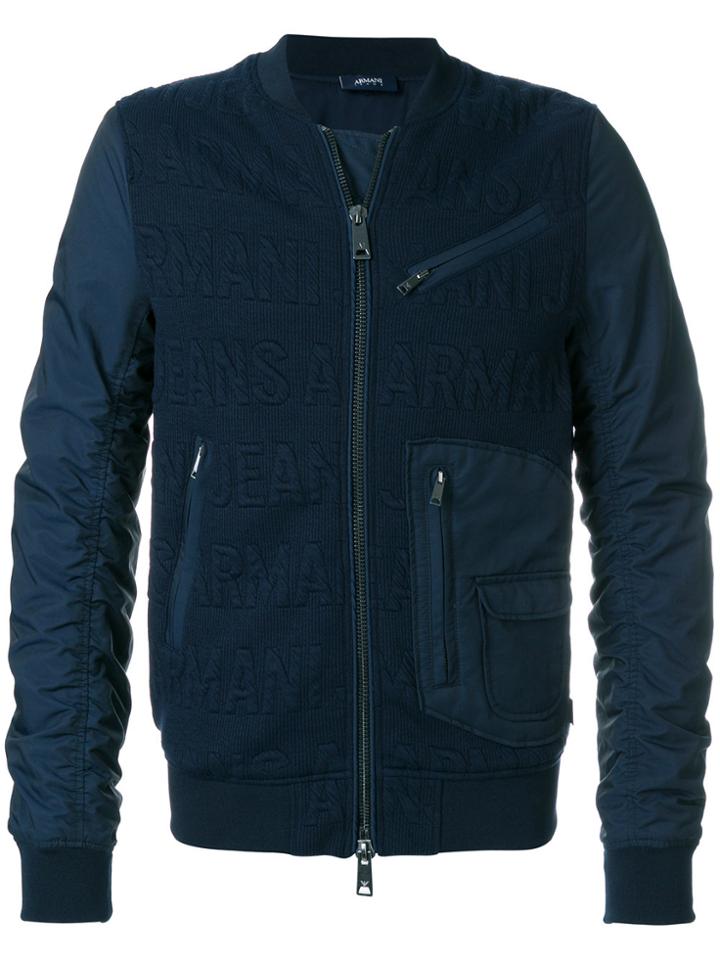 Armani Jeans Logo Bomber Jacket - Blue