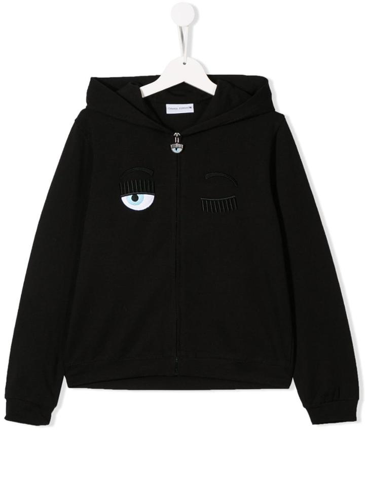 Chiara Ferragni Kids Embroidered Eye Hoodie - Black