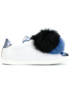 Joshua Sanders Fur Pom Pom Sneakers - White