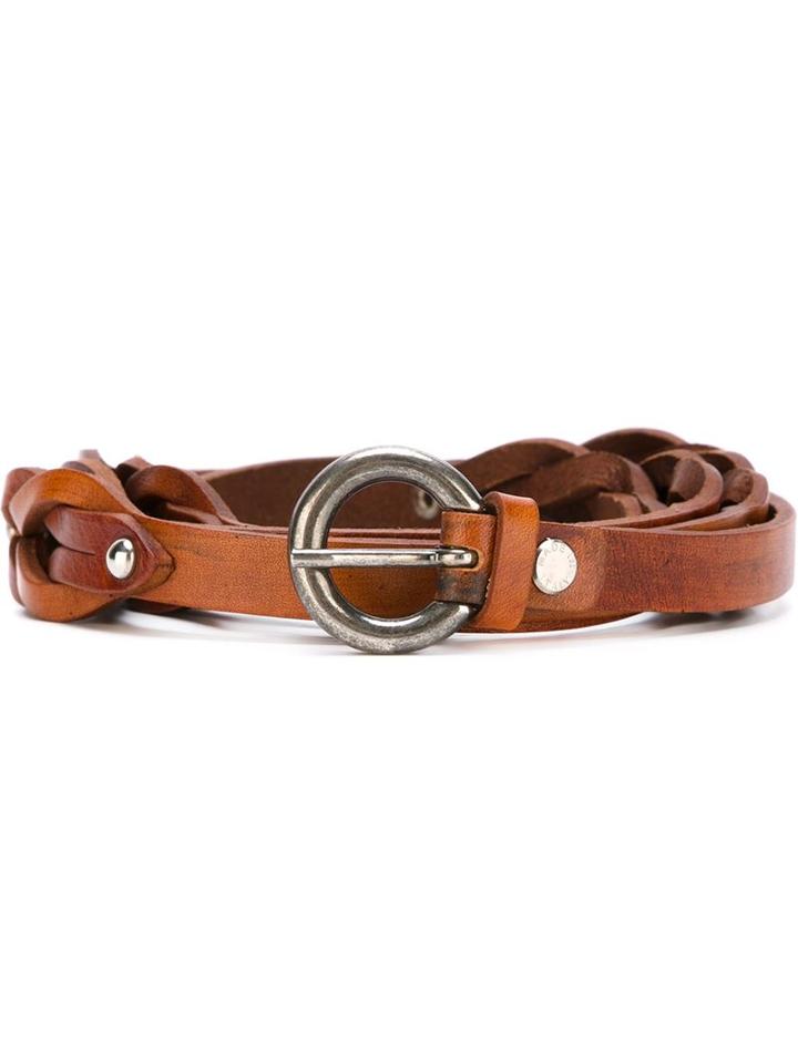 Al Duca D'aosta 1902 Woven Belt With Studding, Men's, Brown, Leather
