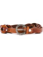 Al Duca D'aosta 1902 Woven Belt With Studding, Men's, Brown, Leather