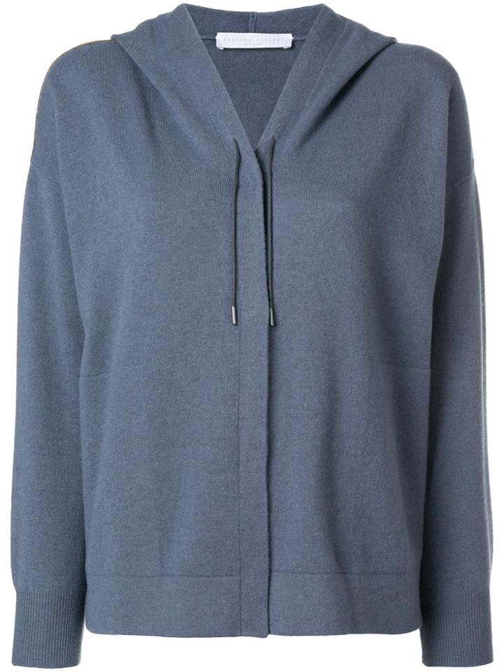 Fabiana Filippi Drawstring Hooded Cardigan - Blue