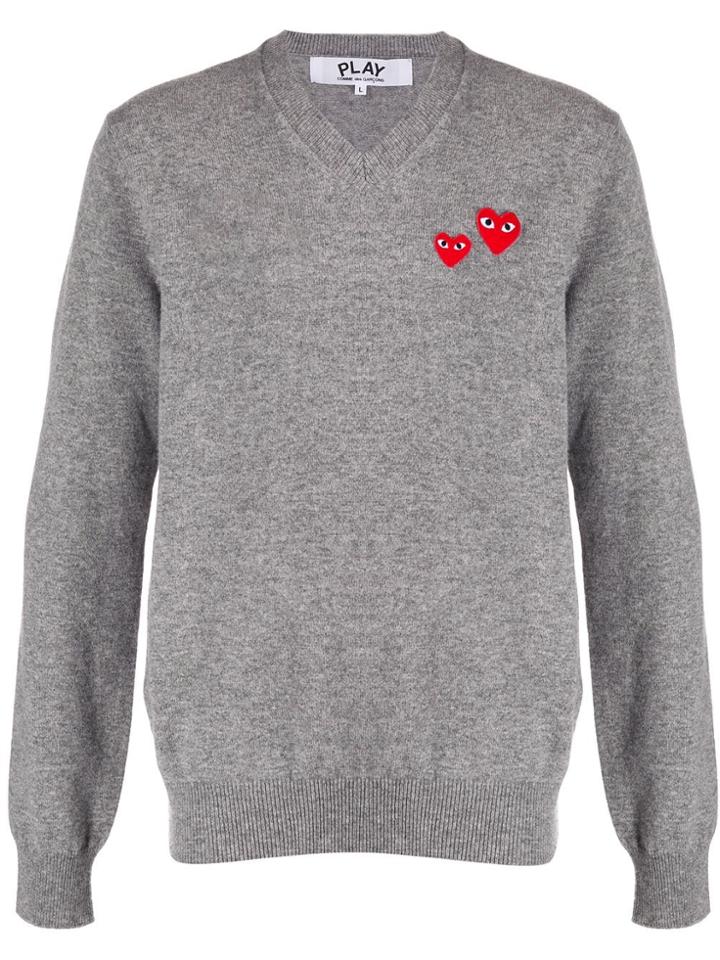 Comme Des Garçons Play Heart Patch Jumper - Grey