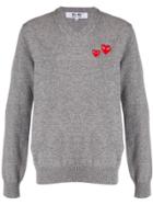 Comme Des Garçons Play Heart Patch Jumper - Grey