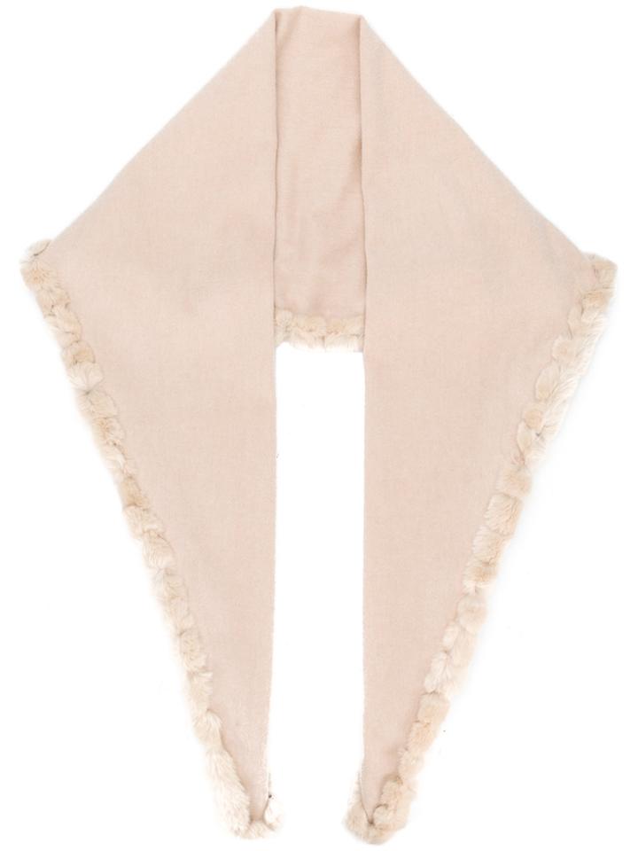 N.peal Fur Edge Triangular Scarf - Nude & Neutrals