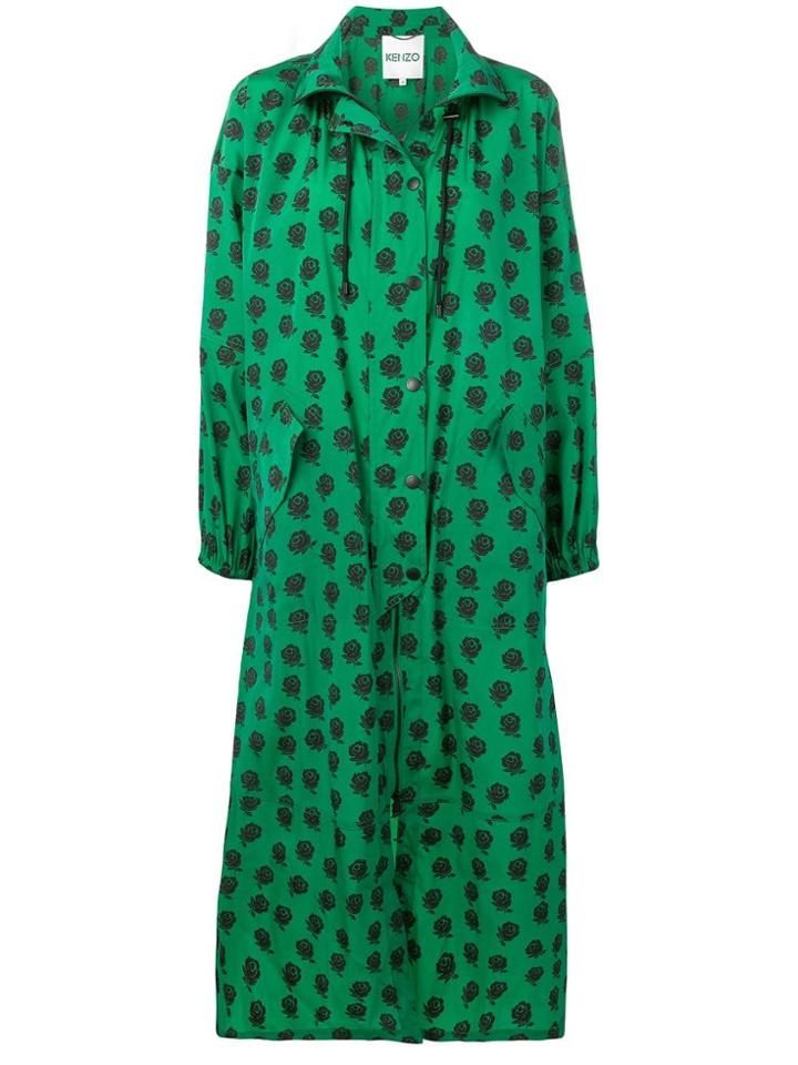 Kenzo Roses Print Parka - Green