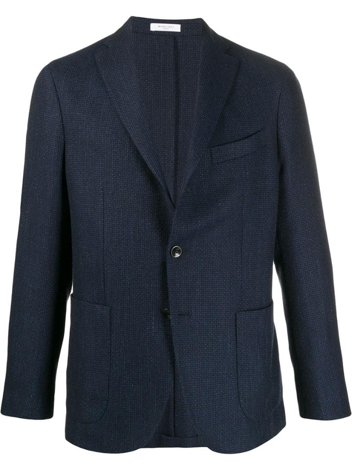 Boglioli Textured Colour Block Blazer - Blue