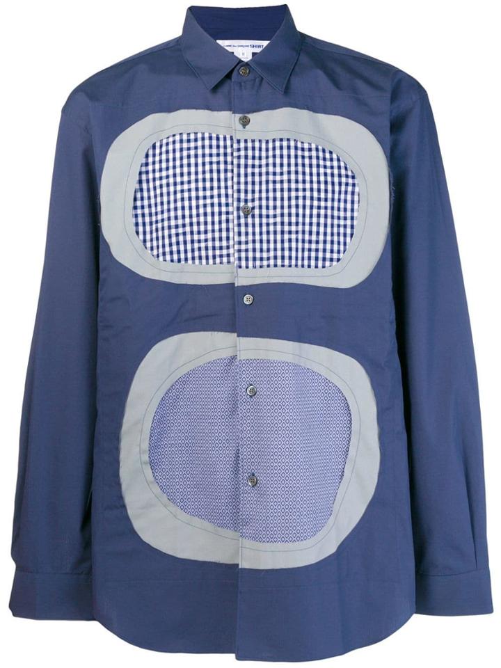 Comme Des Garçons Shirt Check-panelled Shirt - Blue