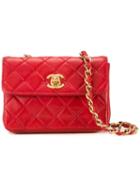 Chanel Vintage Micro Flap Crossbody Bag, Women's, Red
