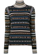 See By Chloé Turtle-neck Embroidered Sweater - Black