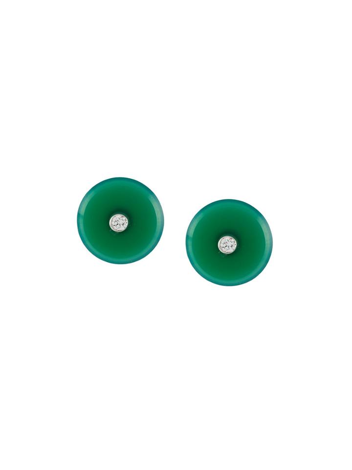 Simonetta Bianchini Diamond Embellished Disc Earrings - Green