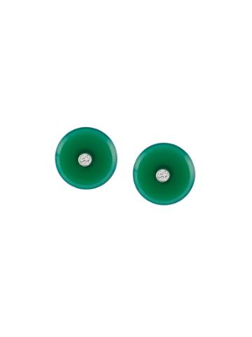 Simonetta Bianchini Diamond Embellished Disc Earrings - Green