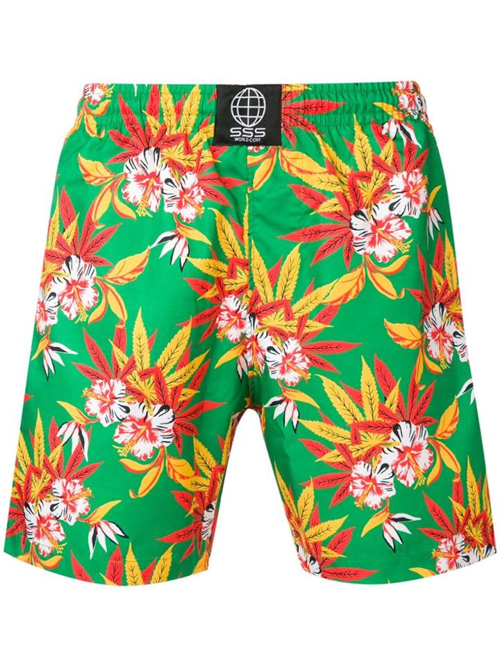 Sss World Corp Floral Print Swim Shorts - Green
