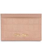 Miu Miu Madras Credit Card Holder - Neutrals