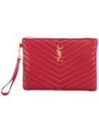 Saint Laurent - Monogram Pouch - Women - Calf Leather - One Size, Red, Calf Leather
