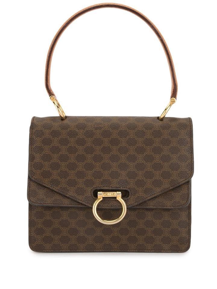 Céline Pre-owned Macadam Double Flap Shoulder Bag - Brown