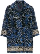 Femme By Michele Rossi Embroidered Floral Coat - Blue