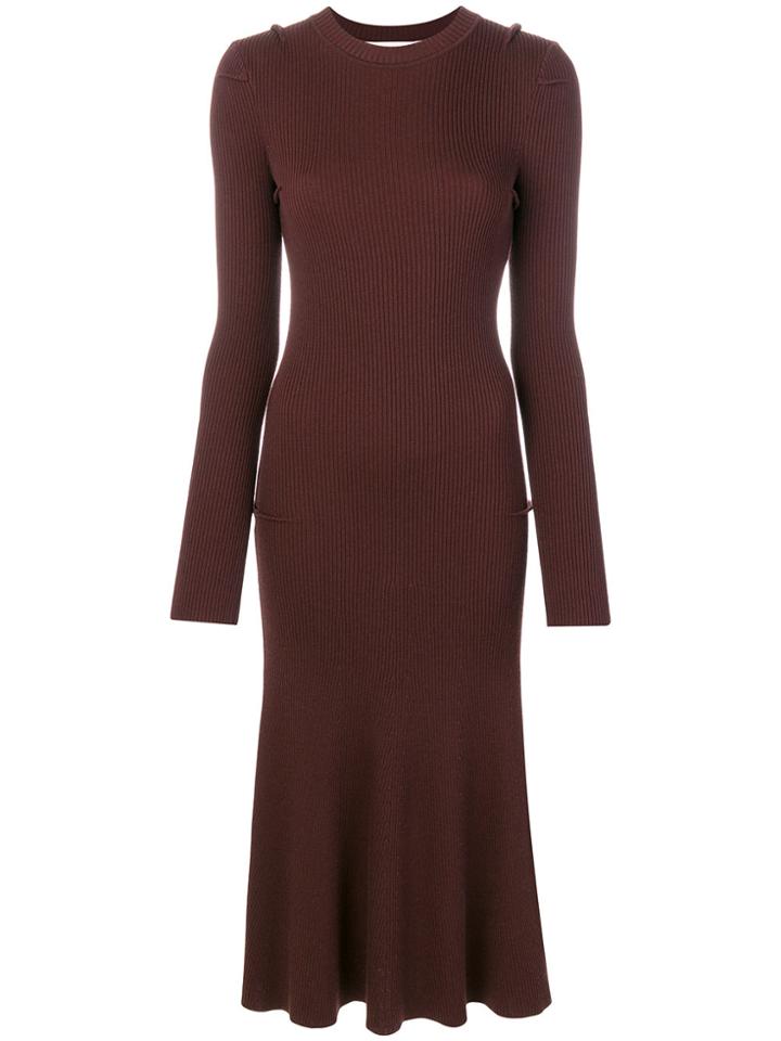 Victoria Beckham Ribbed Dress - Brown