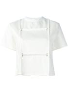 Julien David Cropped Panelled T-shirt, Women's, Size: Small, White, Cotton/polyurethane
