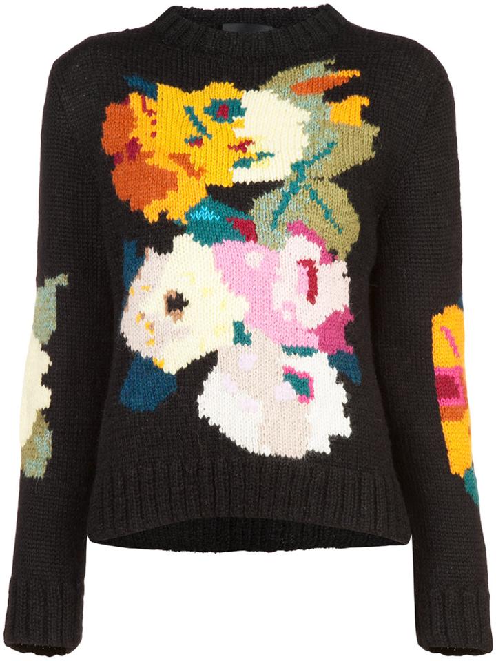 Smythe Floral Intarsia Jumper - Black