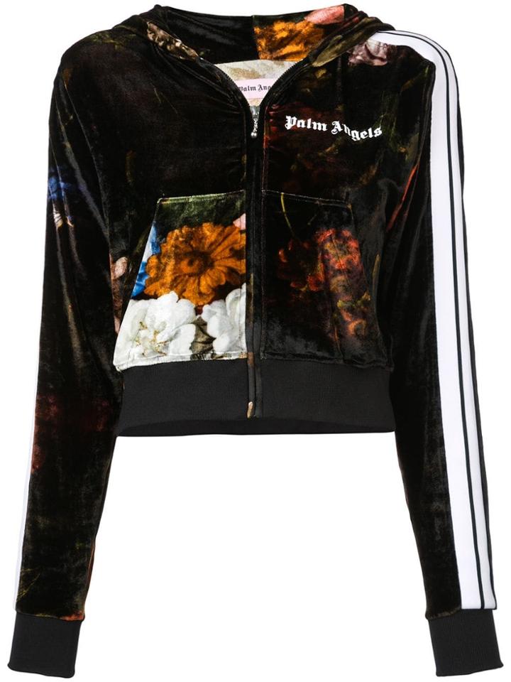 Palm Angels Printed Velvet Bomber Jacket - Black