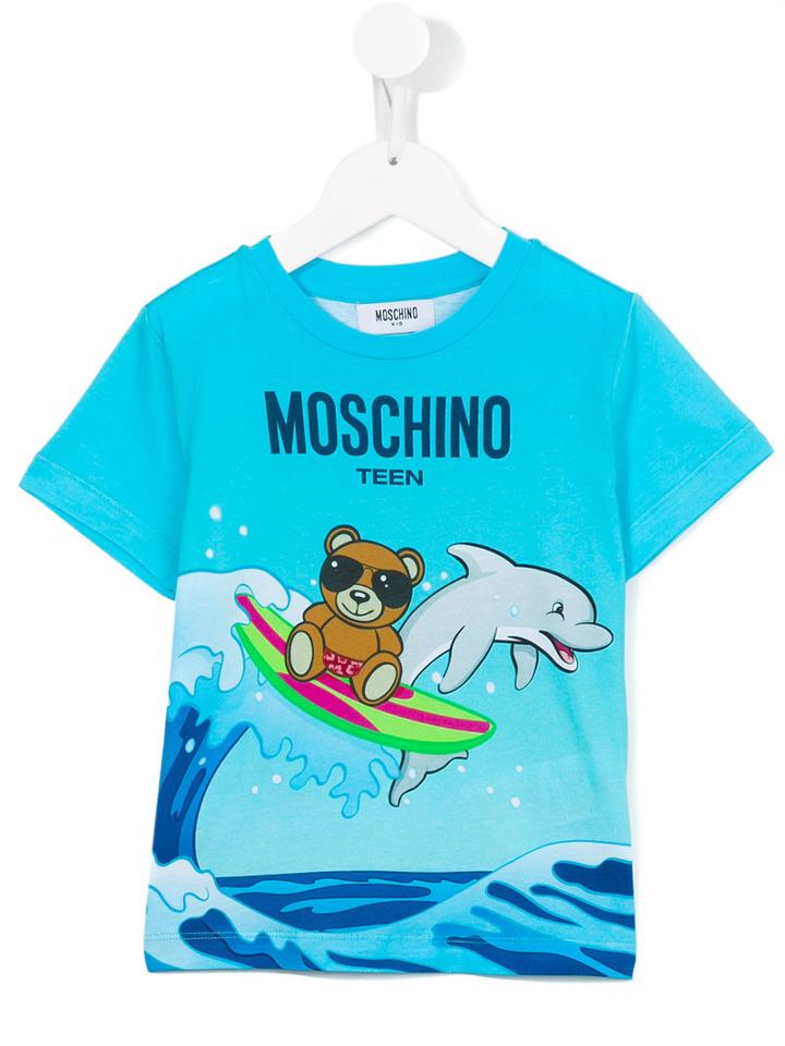 Moschino Kids Dolphin Print T-shirt, Boy's, Size: 10 Yrs, Blue
