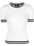 Dsquared2 Track Ribbed Short Sleeve Sweater - White