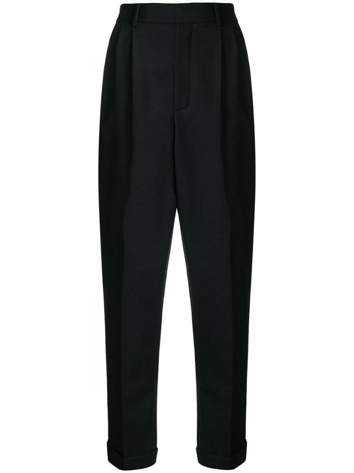 Saint Laurent Cropped Tapered Trousers - Black